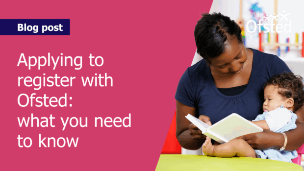 Text reads: 'Blog post - How we look at the use of Early Years Pupil Premium (EYPP) in our inspections of early years settings' Next to this, children are sat on chairs in a nursery setting.